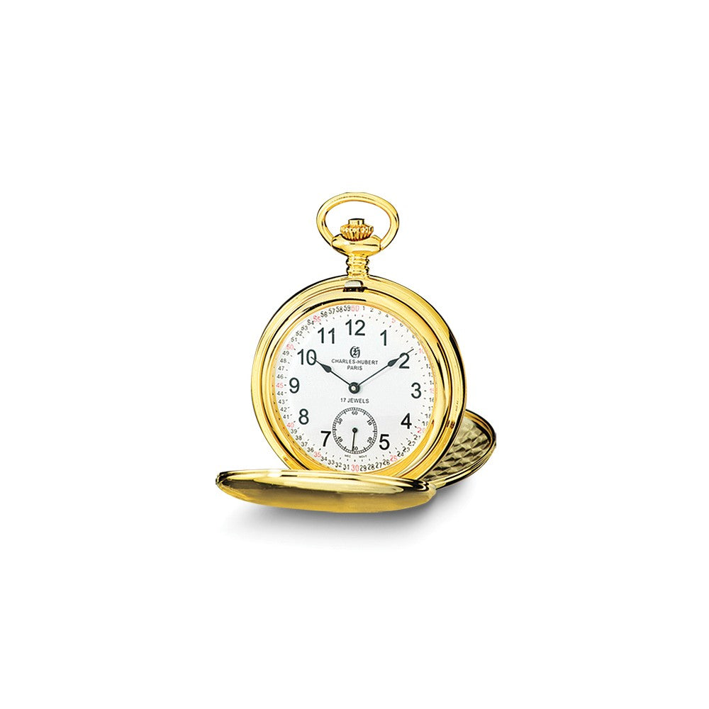 Charles Hubert IP-plated Stainless Steel White Dial Pocket Watch