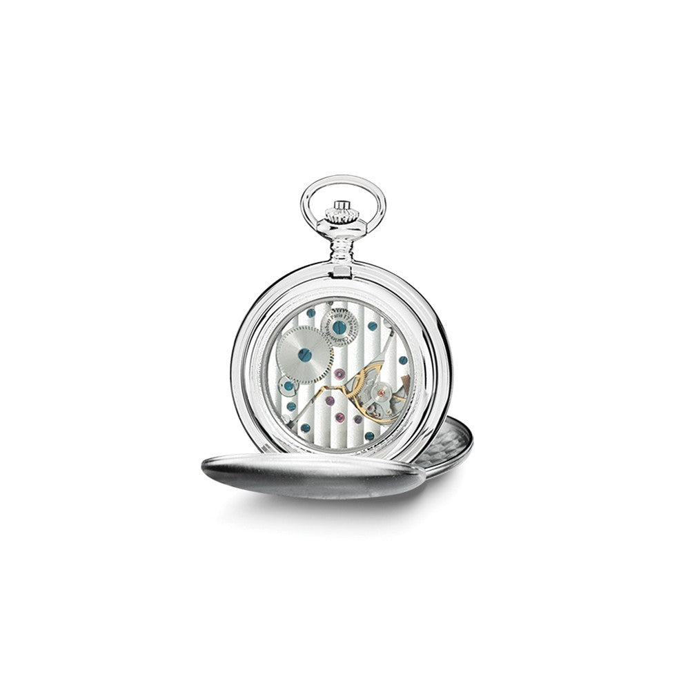 Charles Hubert Stainless Steel White Dial Pocket Watch