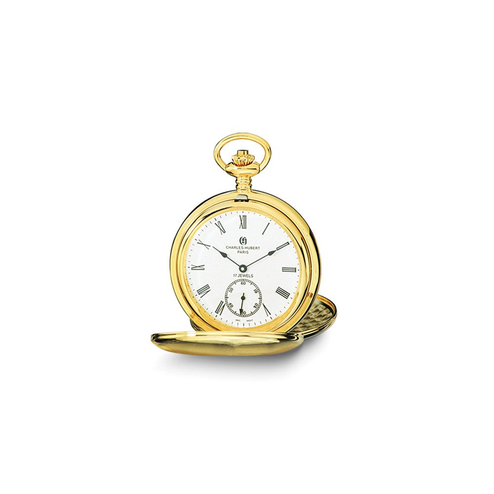Charles Hubert IP-plated Stainless Steel White Dial Pocket Watch