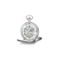 Charles Hubert Stainless Steel Skeleton Dial Pocket Watch