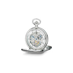 Charles Hubert Stainless Steel Skeleton Dial Pocket Watch