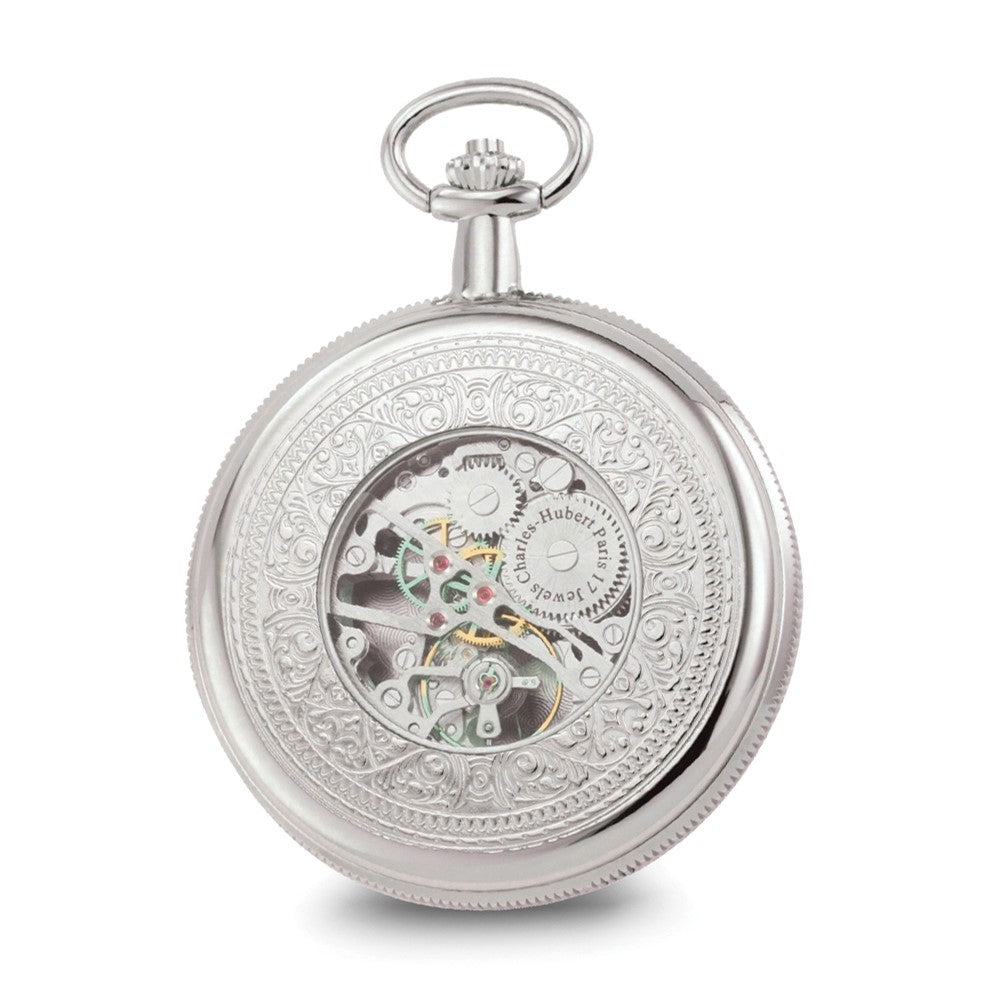 Charles Hubert Chrome-finish Skeleton Dial Pocket Watch