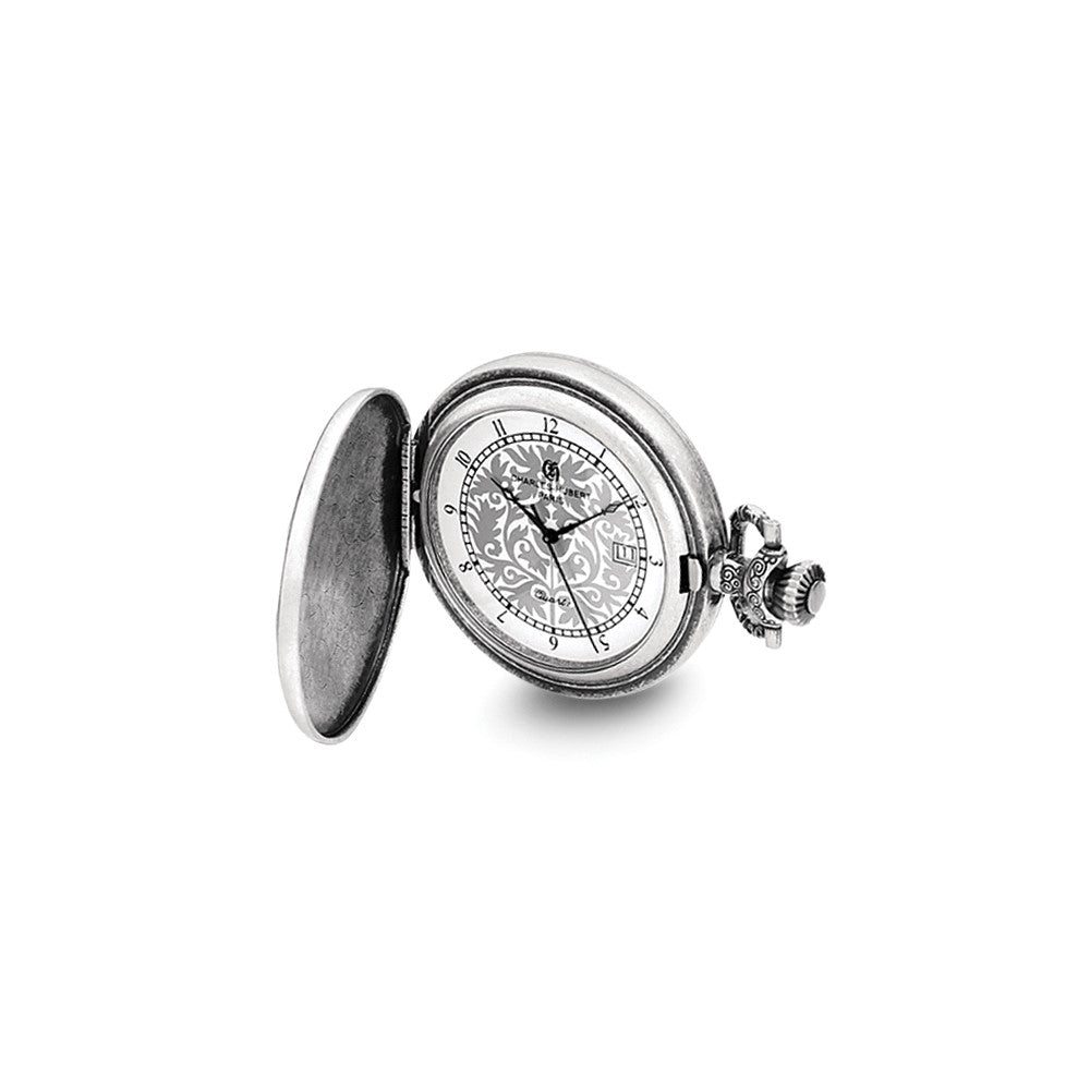 Charles Hubert Antiqued Floral Design Pocket Watch