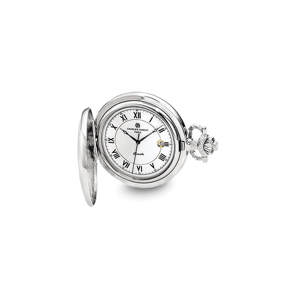 Charles Hubert Chrome-finish Floral Design Pocket Watch