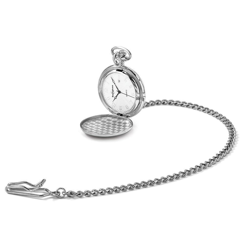 Swingtime Chrome-finish Brass Dial w/Date 48mm Pocket Watch