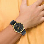 Mens Charles Hubert Stainless Steel Leather Band 46mm Watch