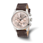 Mens Charles Hubert Stainless Steel Leather Band 46mm Dual Time Watch
