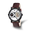 Mens Charles Hubert Black IP-plated Leather Band 46mm Dual Time Watch