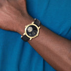 Mens Charles Hubert IP-plated Leather 46mm Dual Time Watch