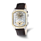 Mens Charles Hubert Two-tone IP-plated Leather 38x46mm Dual Time Watch
