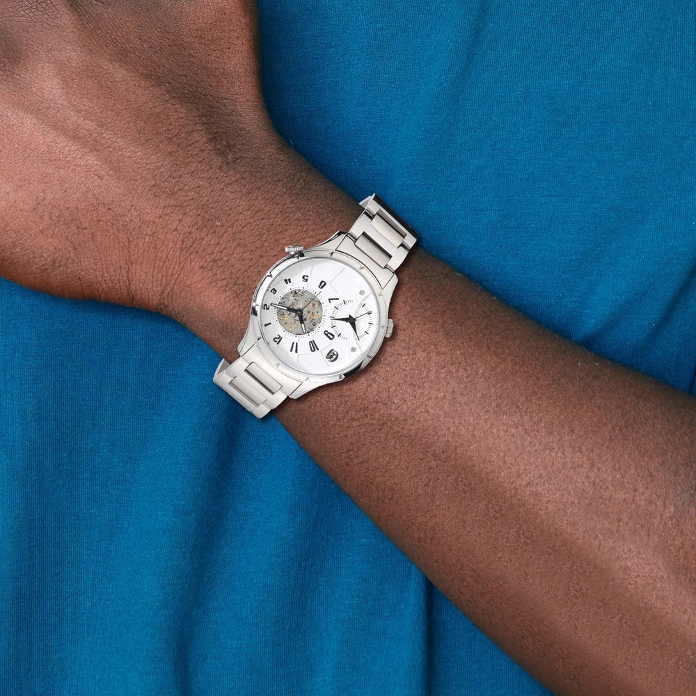 Mens Charles Hubert Stainless Steel 44mm Dual Time Watch