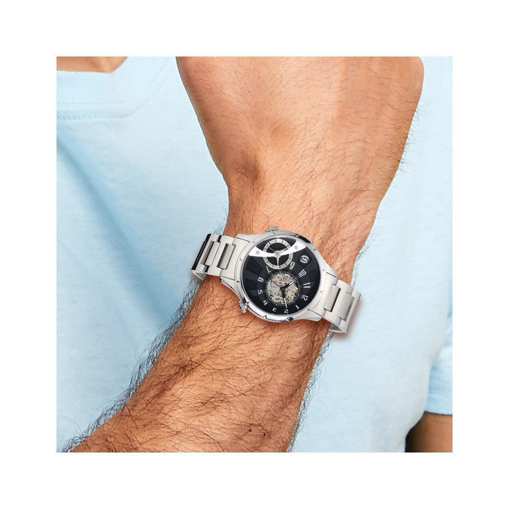 Mens Charles Hubert Stainless Steel 44mm Dual Time Watch