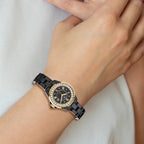 Charles-Hubert Black Ceramic Yellow IP-plated Crystal Bezel Black Dial with Date Watch
