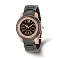 Charles-Hubert Black Ceramic 40mm Stainless Steel Rose IP-plated Crystal Bezel Multifunction Black Dial with Day and Date Watch