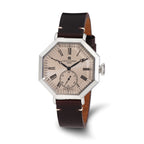Mens Charles Hubert Rose Dial Leather Band Octagonal Watch