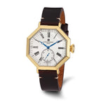 Mens Charles Hubert IP-plated Leather Band Octagonal Watch