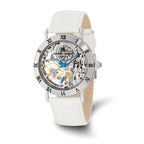 Ladies Charles Hubert Stainless Skeleton Dial Leather Band 35mm Watch