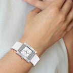 Charles-Hubert Stainless Steel White Dial with Date Leather Band Watch