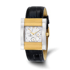 Charles-Hubert Two-Tone Yellow IP-plated Stainless Steel White Dial with Day and Date Leather Band Watch
