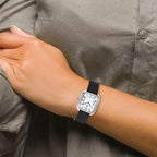 Mens Charles Hubert Square Face Black Leather Band Watch