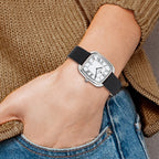 Ladies Charles Hubert Square Face Black Leather Band Watch