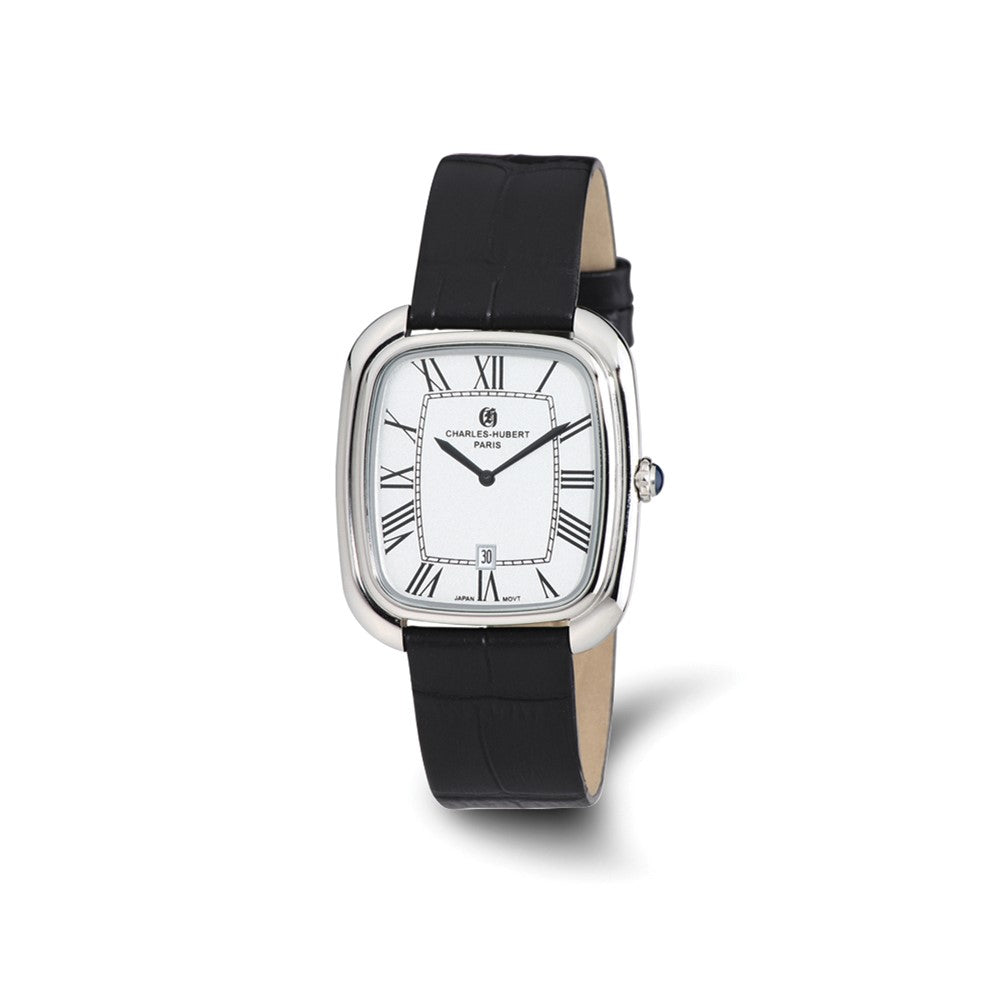 Ladies Charles Hubert Square Face Black Leather Band Watch