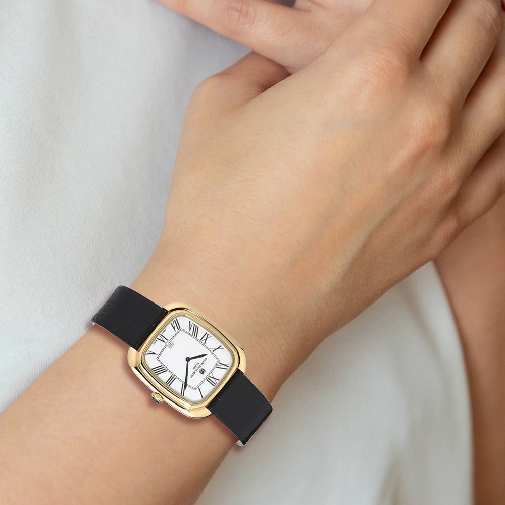 Ladies Charles Hubert IP-plated Square Face Leather Band Watch