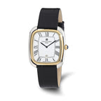 Mens Charles Hubert IP Two-tone Square Black Leather Band Watch