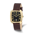 Mens Charles Hubert IP-plated Square Brown Leather Band Watch