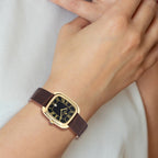 Ladies Charles Hubert IP-plated Square Brown Leather Band Watch