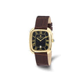 Ladies Charles Hubert IP-plated Square Brown Leather Band Watch