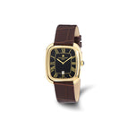 Ladies Charles Hubert IP-plated Square Brown Leather Band Watch