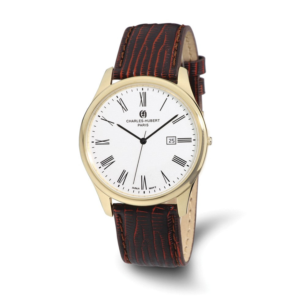 Mens Charles Hubert IP-plated Stainless Leather Band 43mm Watch