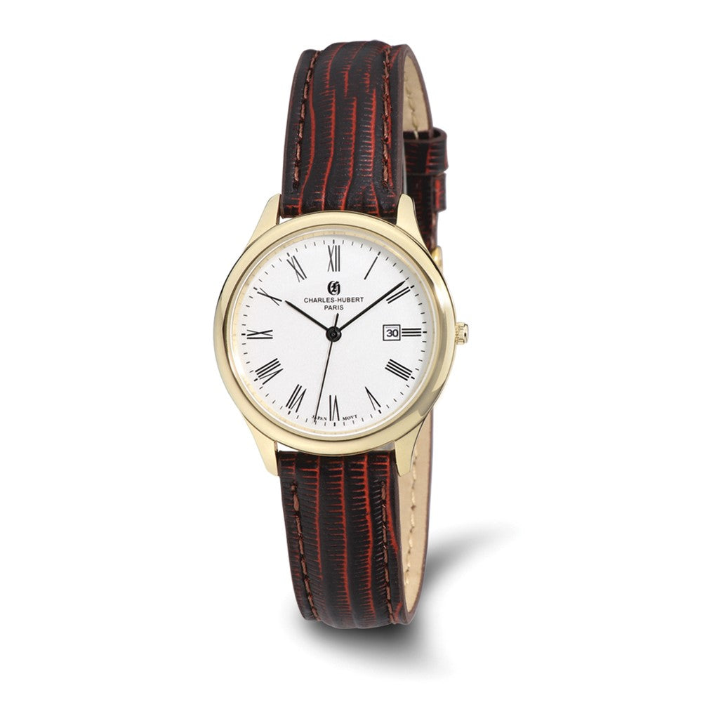 Ladies Charles Hubert IP-plated Stainless Leather Band 33mm Watch