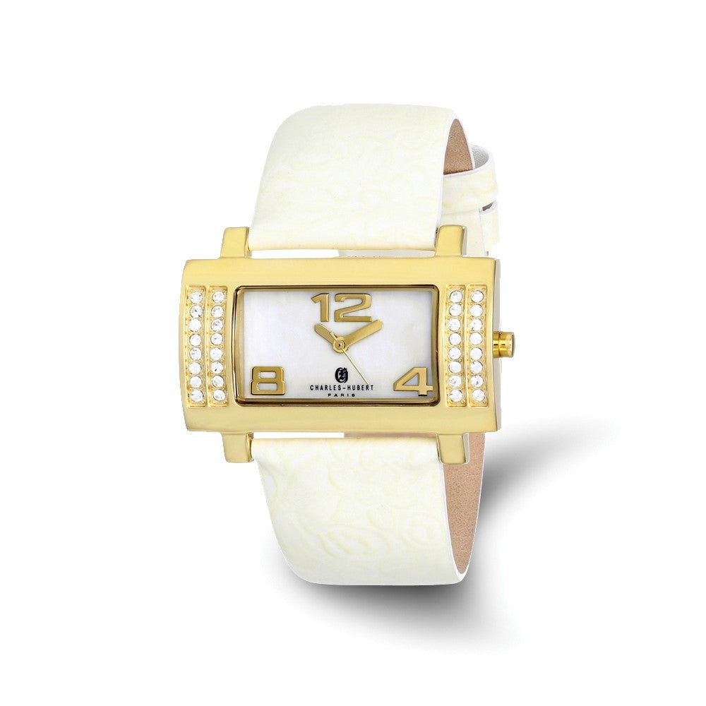 Ladies Charles Hubert Stainless White Leather 40x23mm Watch