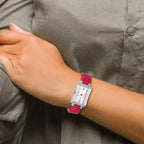 Ladies Charles Hubert Stainless Steel Red Leather Band 23x32mm Watch