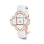 Ladies Charles Hubert Rose IP Stainless White Leather Band 36mm Watch