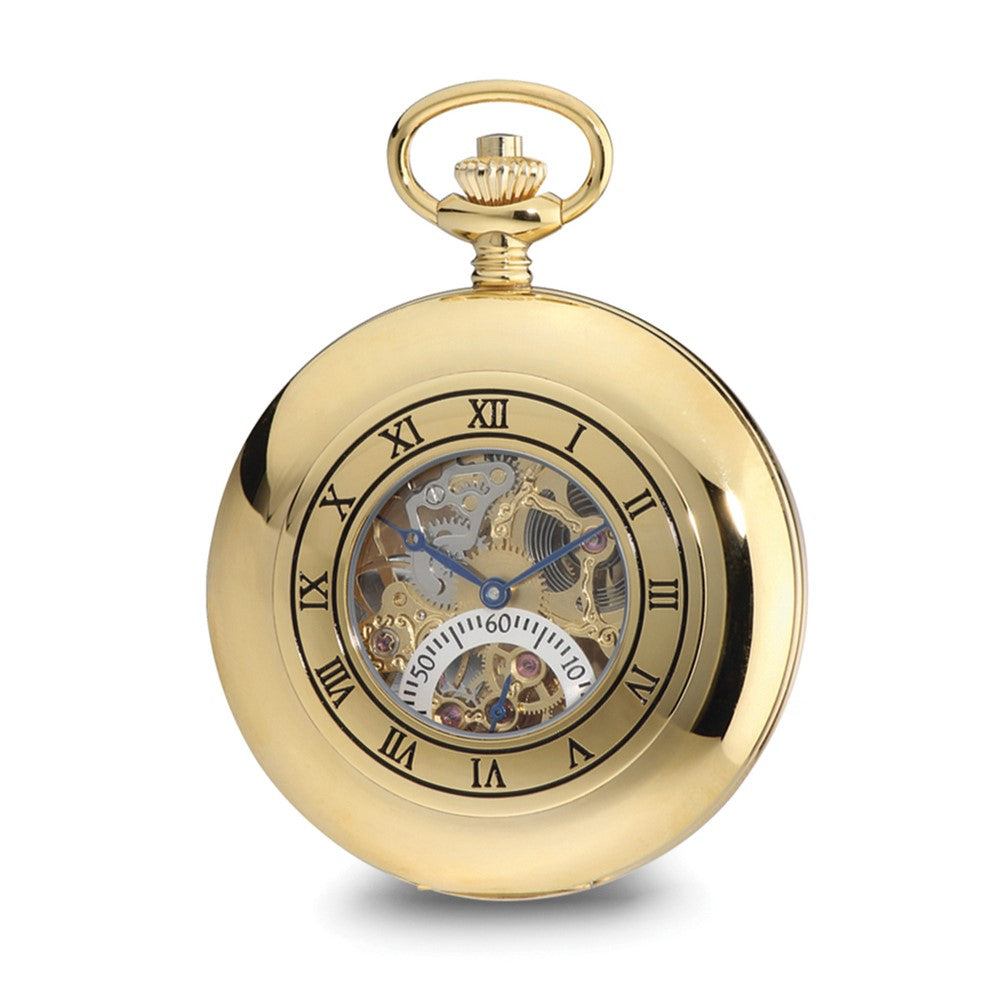 Charles Hubert IP-plated Open Heart 53mm Case Pocket Watch