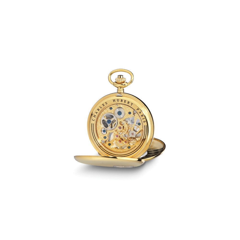 Charles Hubert IP-plated Open Heart 53mm Case Pocket Watch