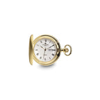 Charles Hubert Gold-finish Satin White Dial Day/Date Pocket Watch