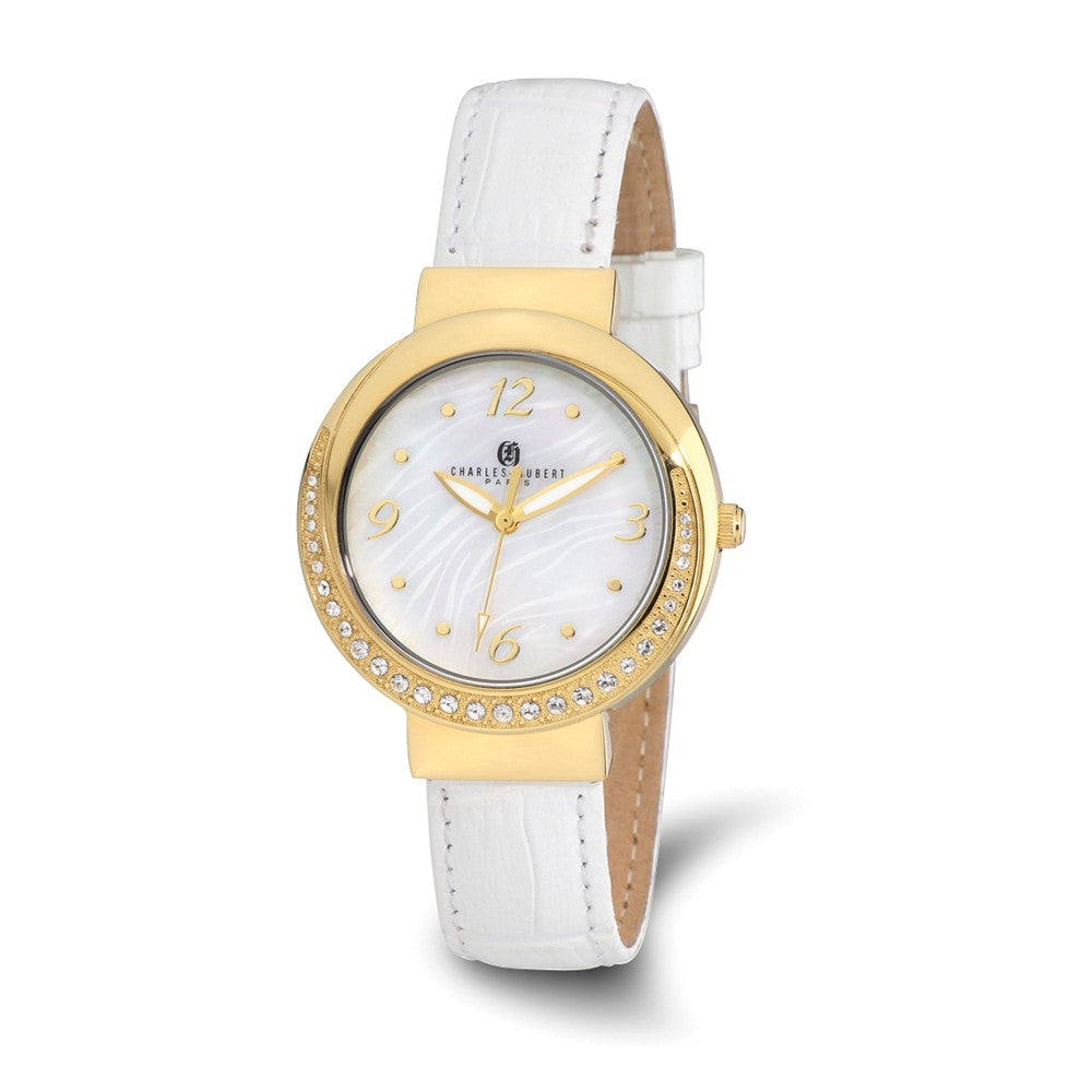 Ladies Charles Hubert IP-plated Stainless Steel Leather 38mm Watch