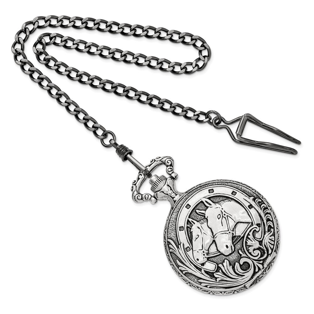 Charles Hubert Antiqued Finish Horses Pocket Watch