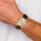 Mens Charles Hubert Stainless Steel Gold Dial Dual Time Watch
