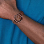 Mens Charles Hubert Stainless Steel Brown Dial Dual Time Watch