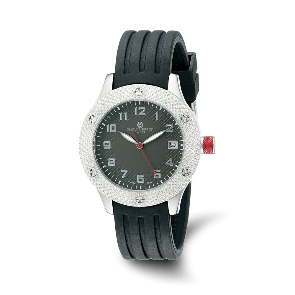 Ladies Charles Hubert Stainless Steel Black Dial Watch