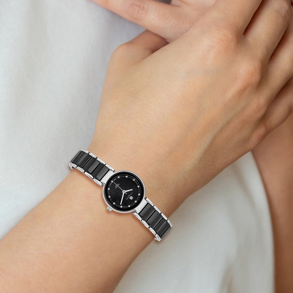 Ladies Charles Hubert Titanium & Ceramic Black Dial Watch