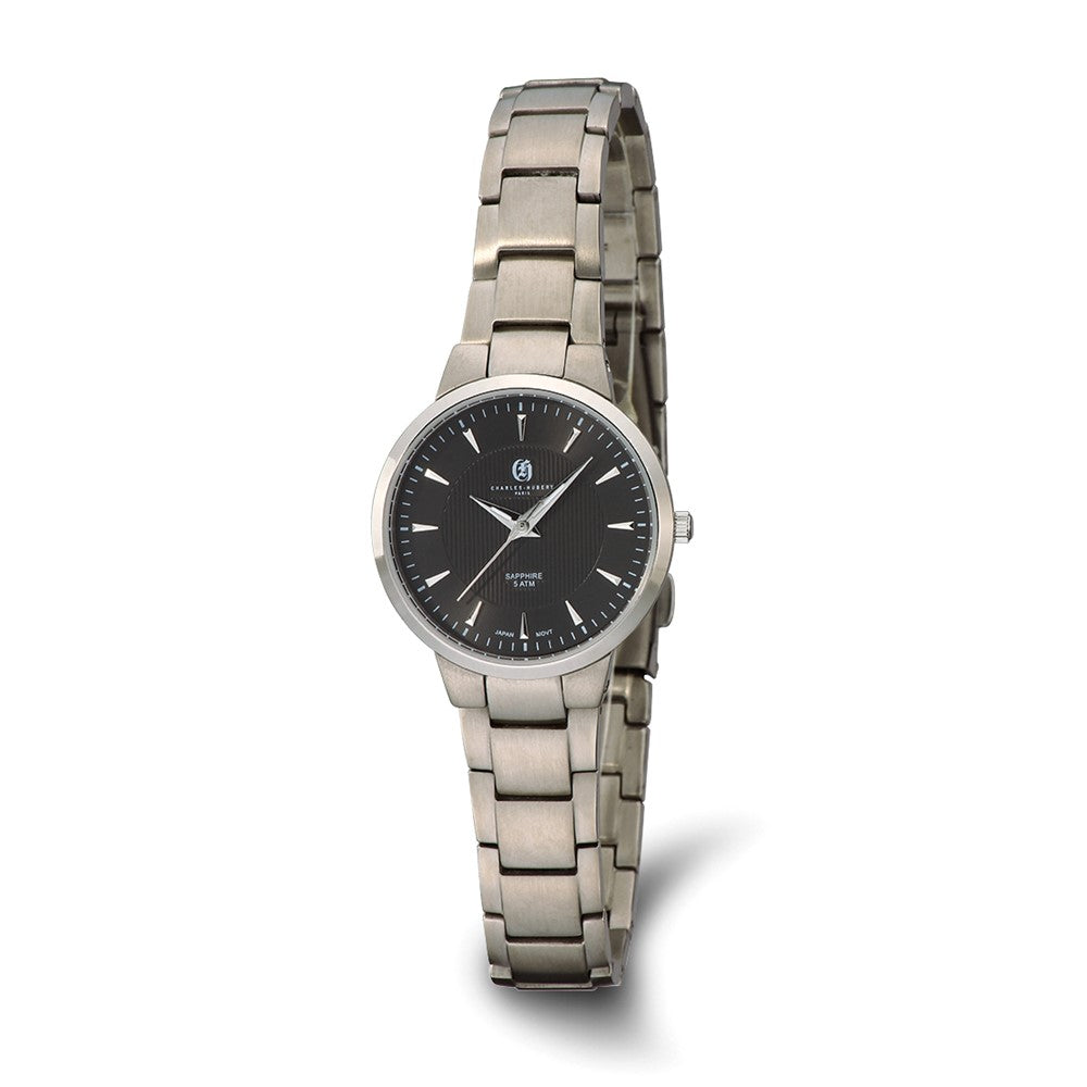 Ladies Charles Hubert Titanium Black Dial Ultra Slim Watch