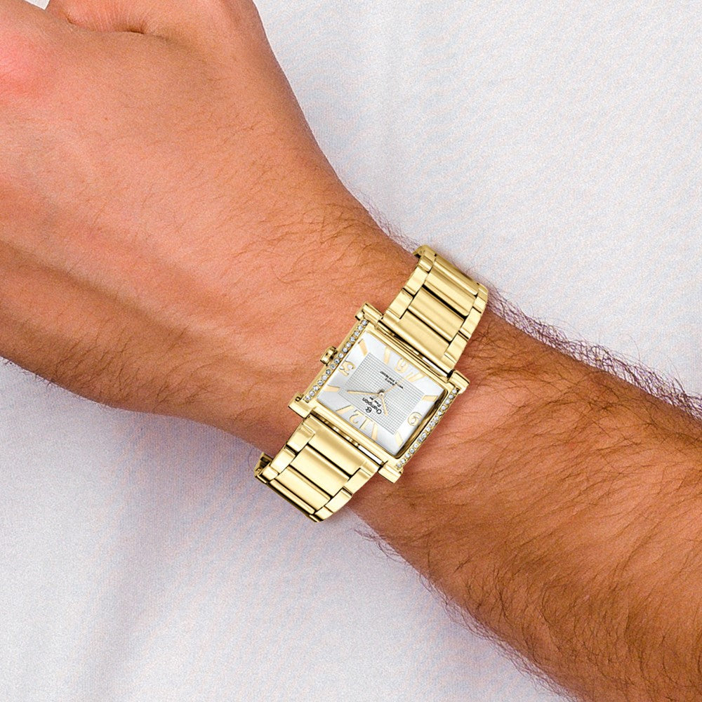 Champion Passion IP-plated Stainless Steel Crystal Bezel Square Dial Watch