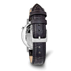 Mens Charles Hubert Leather Black/Gray 37mm Dial Dual Time Watch