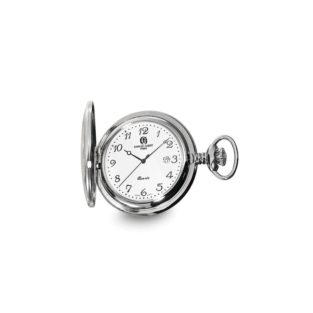Charles Hubert Stainless Steel White Dial with Date Pocket Watch